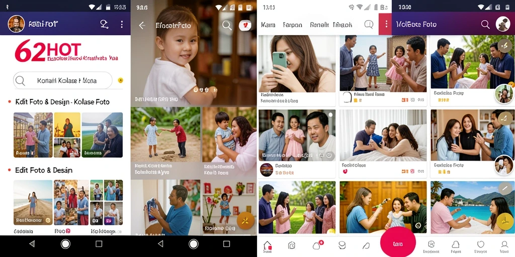 Screenshot utama 62HOT dengan kolase foto yang menarik.