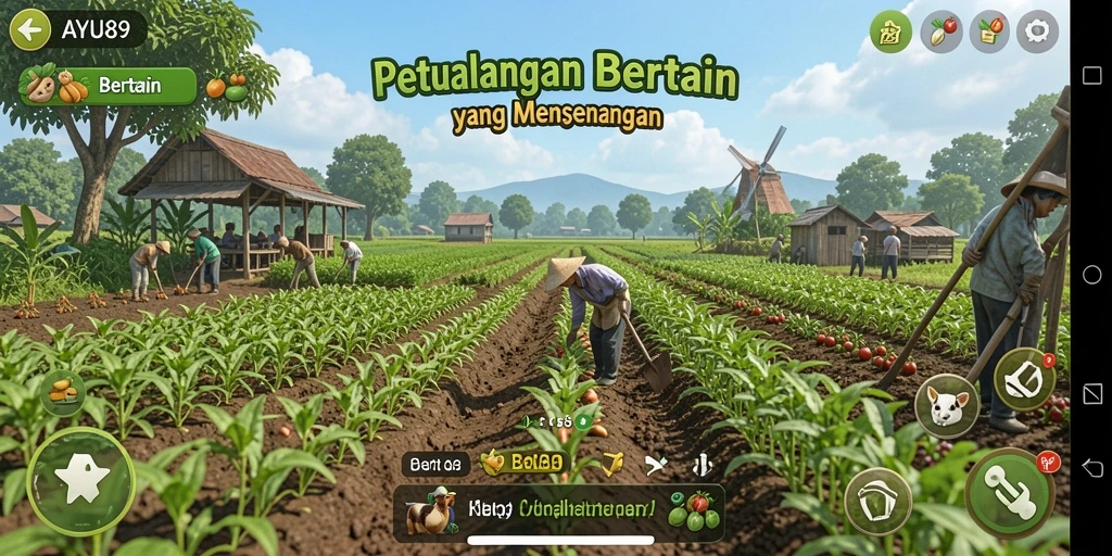 Tampilan antarmuka <strong>AYU89</strong> yang menarik pada saat bertani.