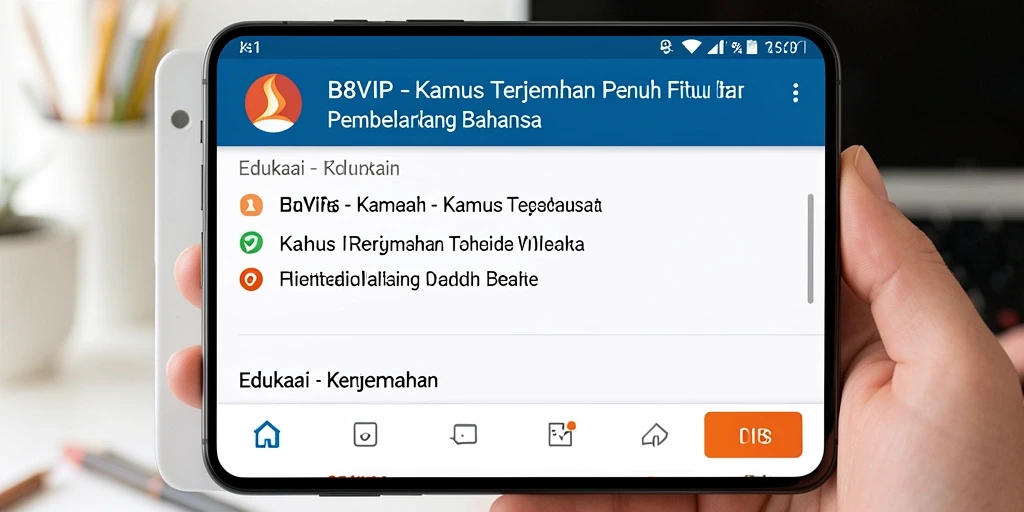 Antarmuka B8VIP yang memudahkan pengguna dalam mencari terjemahan.
