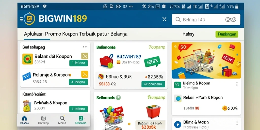 Tampilan antarmuka aplikasi BIGWIN189 dengan berbagai promo menarik.