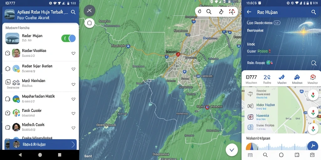 Antarmuka aplikasi Radar Hujan ID777 yang informatif dan mudah digunakan.