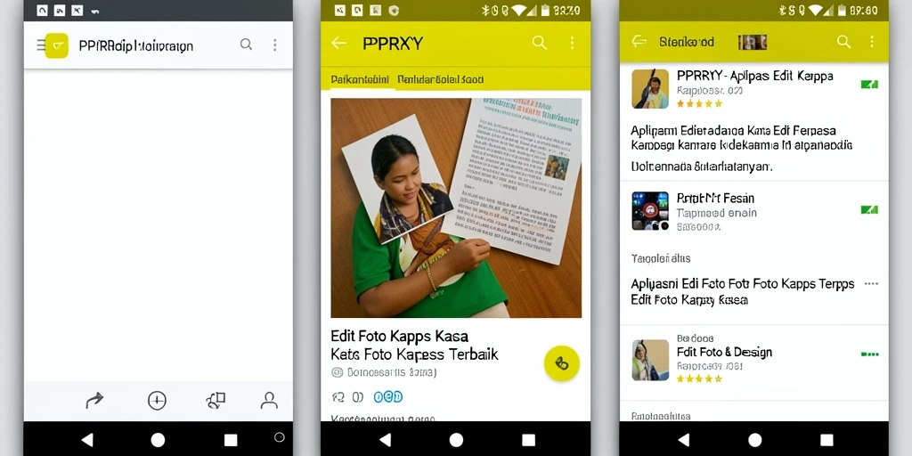 Antarmuka aplikasi PPRRYY dengan efek Edit Foto Kertas Kaca yang menarik.