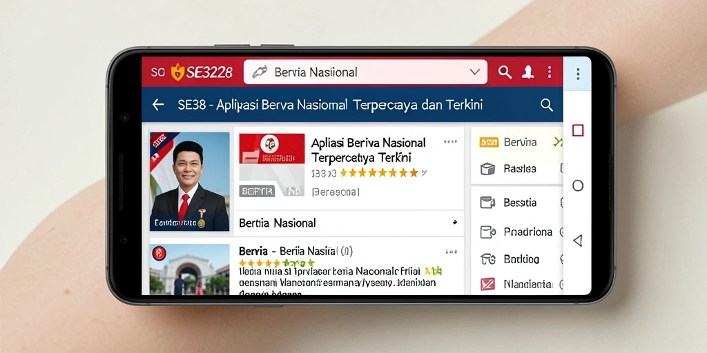 Antarmuka aplikasi SE328 yang sederhana dan efektif untuk berita nasional.